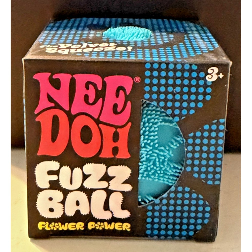 Schylling Authentic Needoh FUZZ BALL Flower Power Squish BLUE🔥